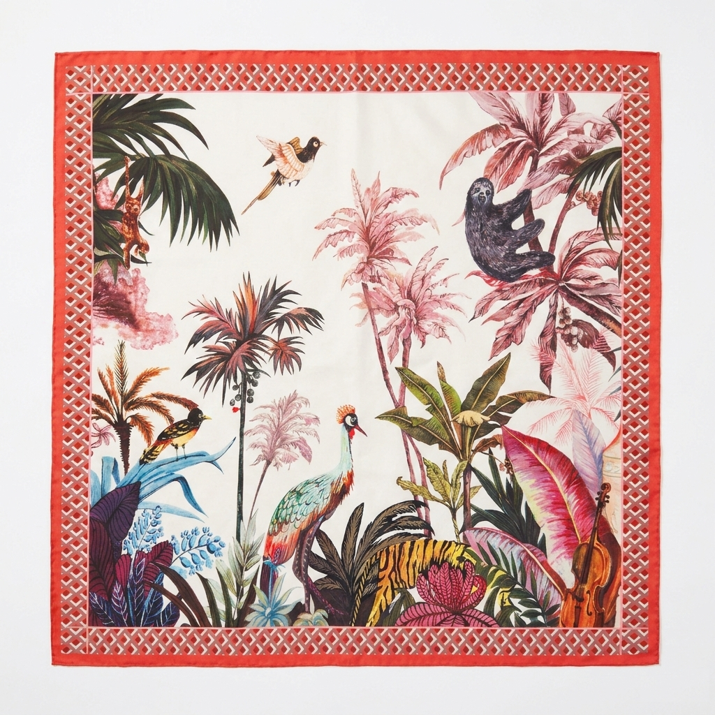 Rot-weisses Foulard aus 100% Seide | 90x90cm