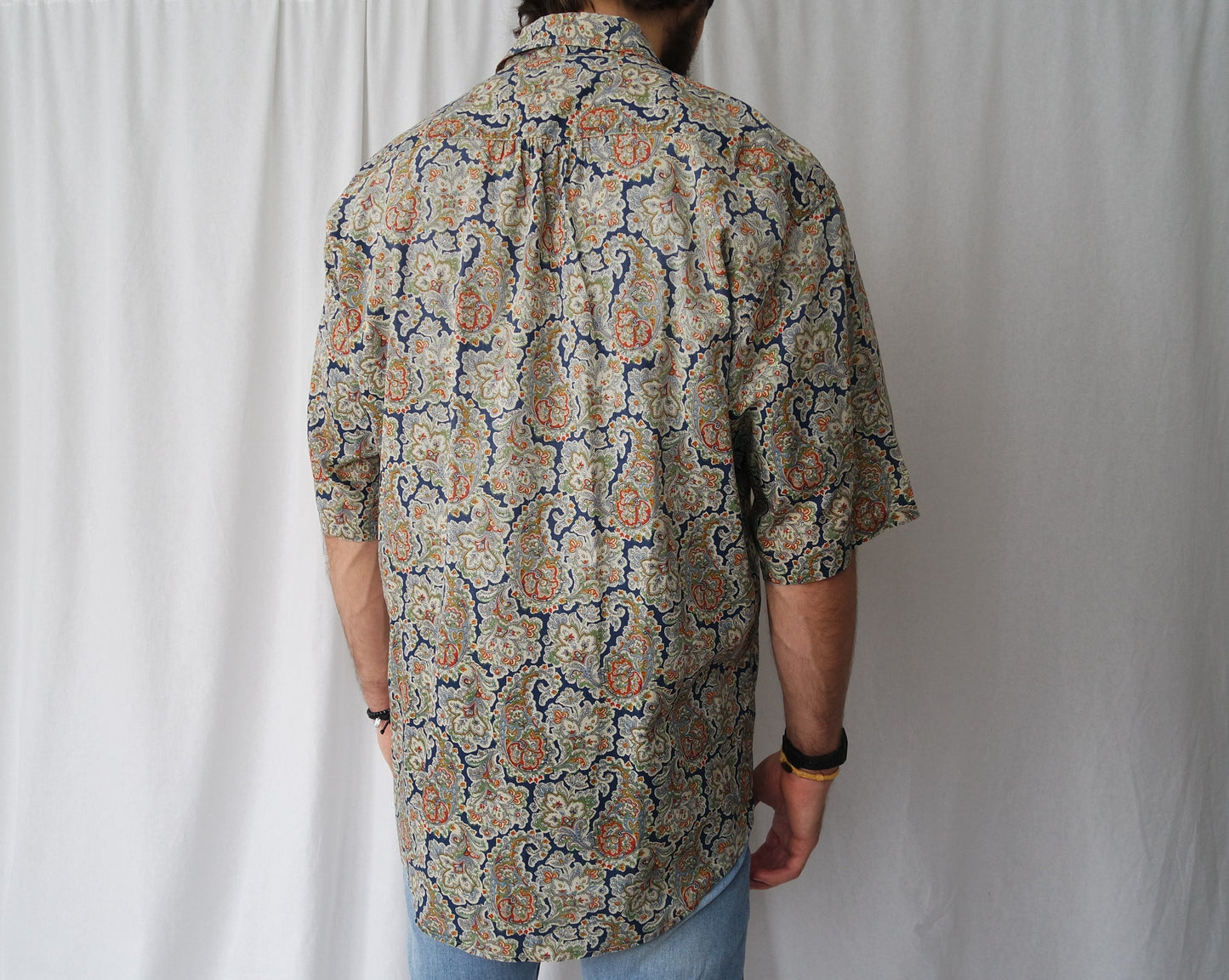 100% Cotton shirt shortsleeved floral paisley pattern, Men's L